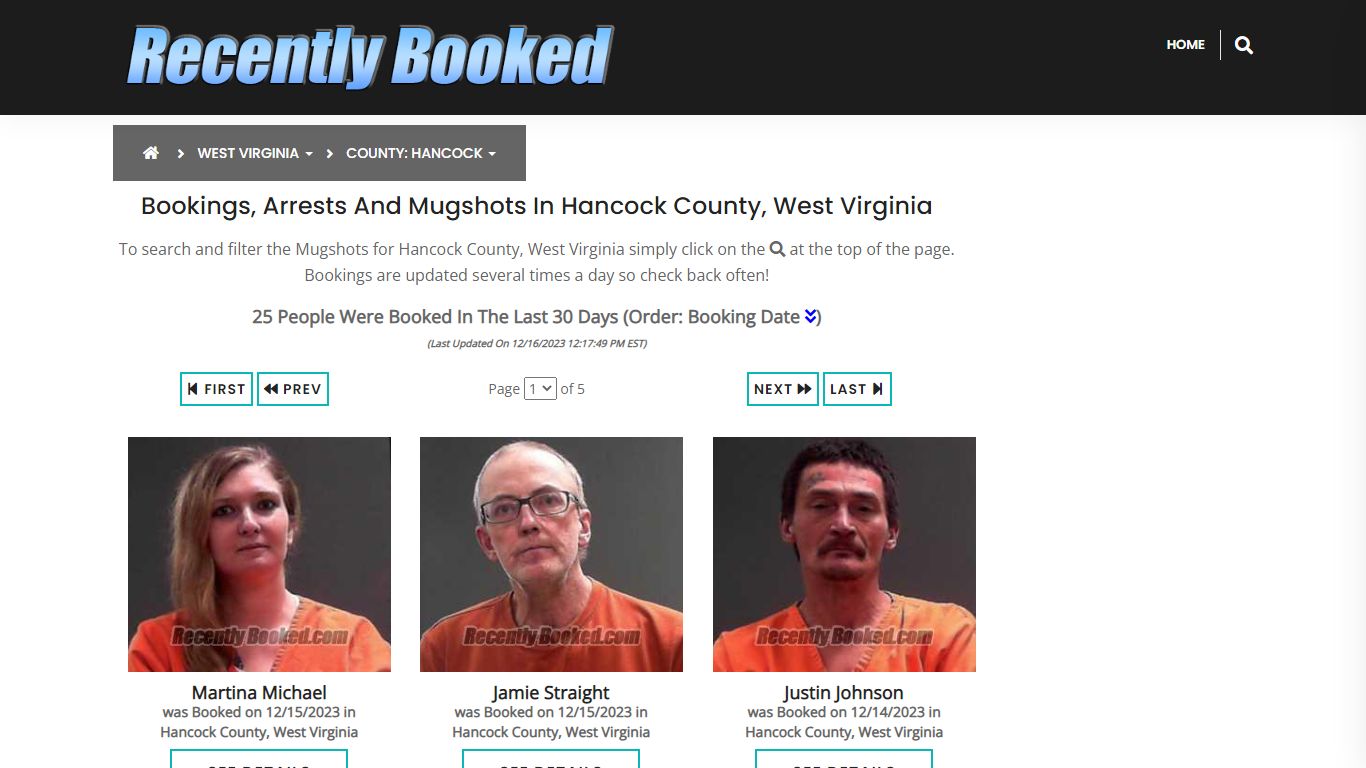 Bookings, Arrests and Mugshots in Hancock County, West Virginia
